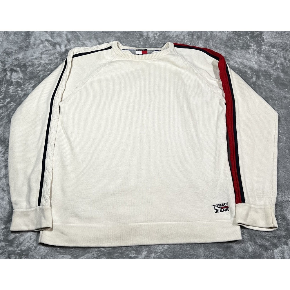 Tommy Hilfiger Sweater Men Size Large Knit‎ Pullover Cream